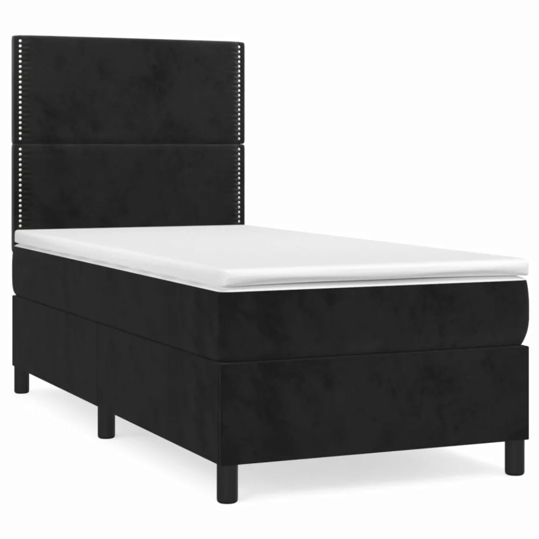 Vidaxl Boxspringbett Mit Matratze Schwarz 100x200 Cm Samt günstig online kaufen