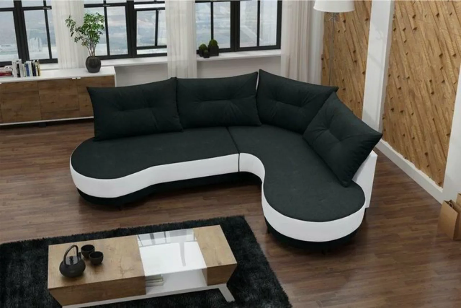 JVmoebel Ecksofa, Polstersofa Loungesofa Couch Wohnzimmer mit Kissen Sofa L günstig online kaufen