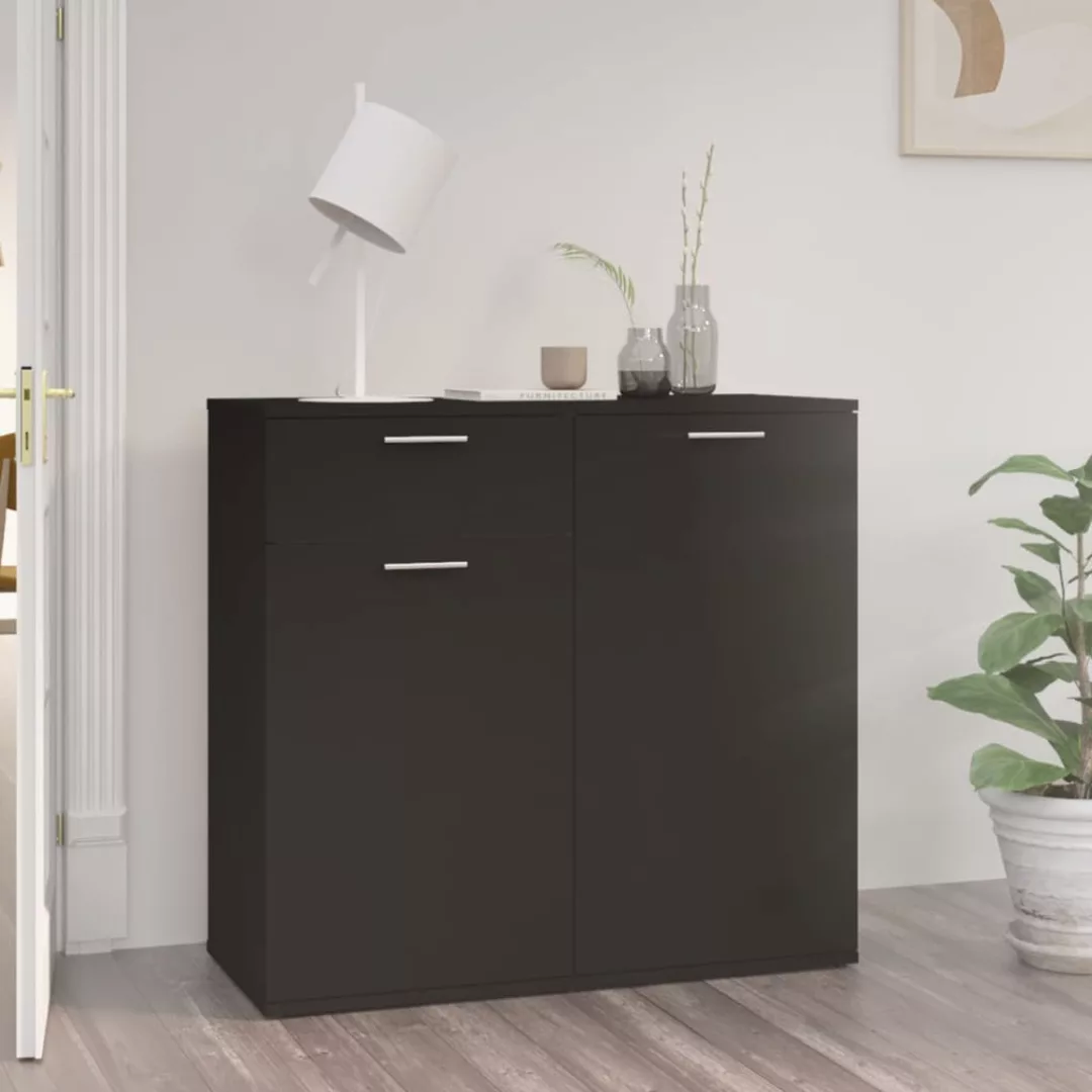 Sideboard Schwarz 80x36x75 Cm Spanplatte günstig online kaufen