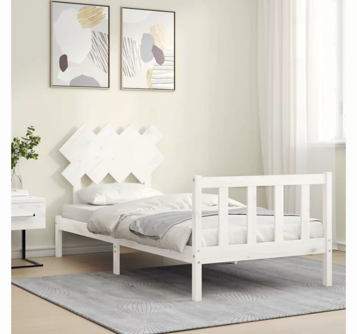 vidaXL Bett Massivholzbett ohne Matratze Weiß 90x200 cm Kiefernholz günstig online kaufen