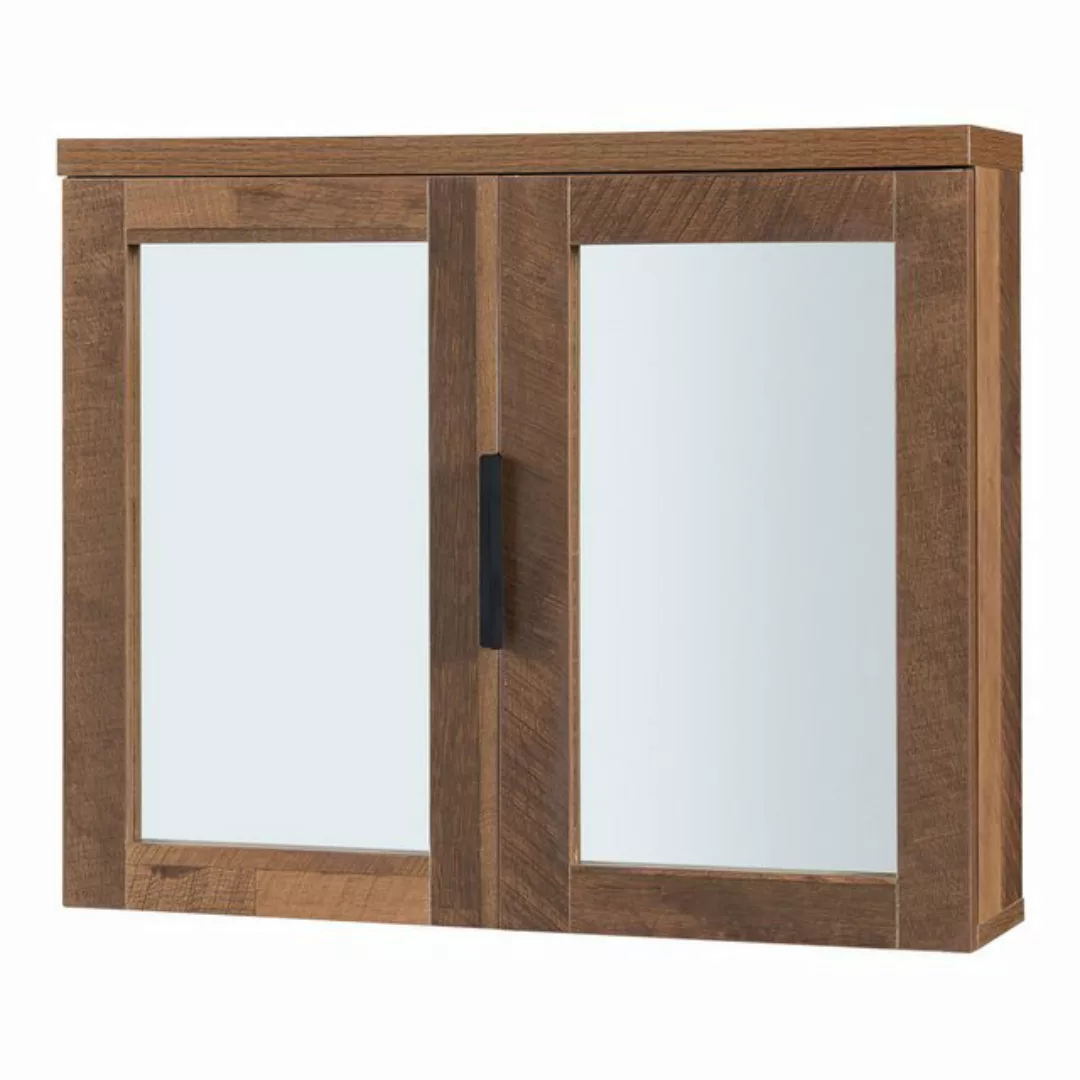 en.casa Badezimmerspiegelschrank »Namsskogan« 50x60x15cm Walnussoptik günstig online kaufen