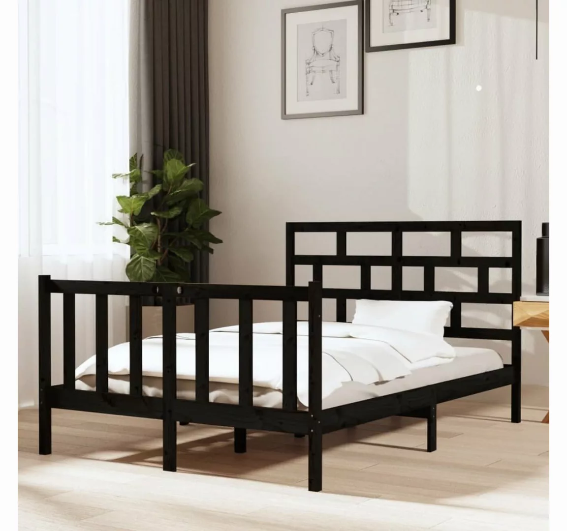 furnicato Bett Massivholzbett Schwarz Kiefer 140x190 cm günstig online kaufen