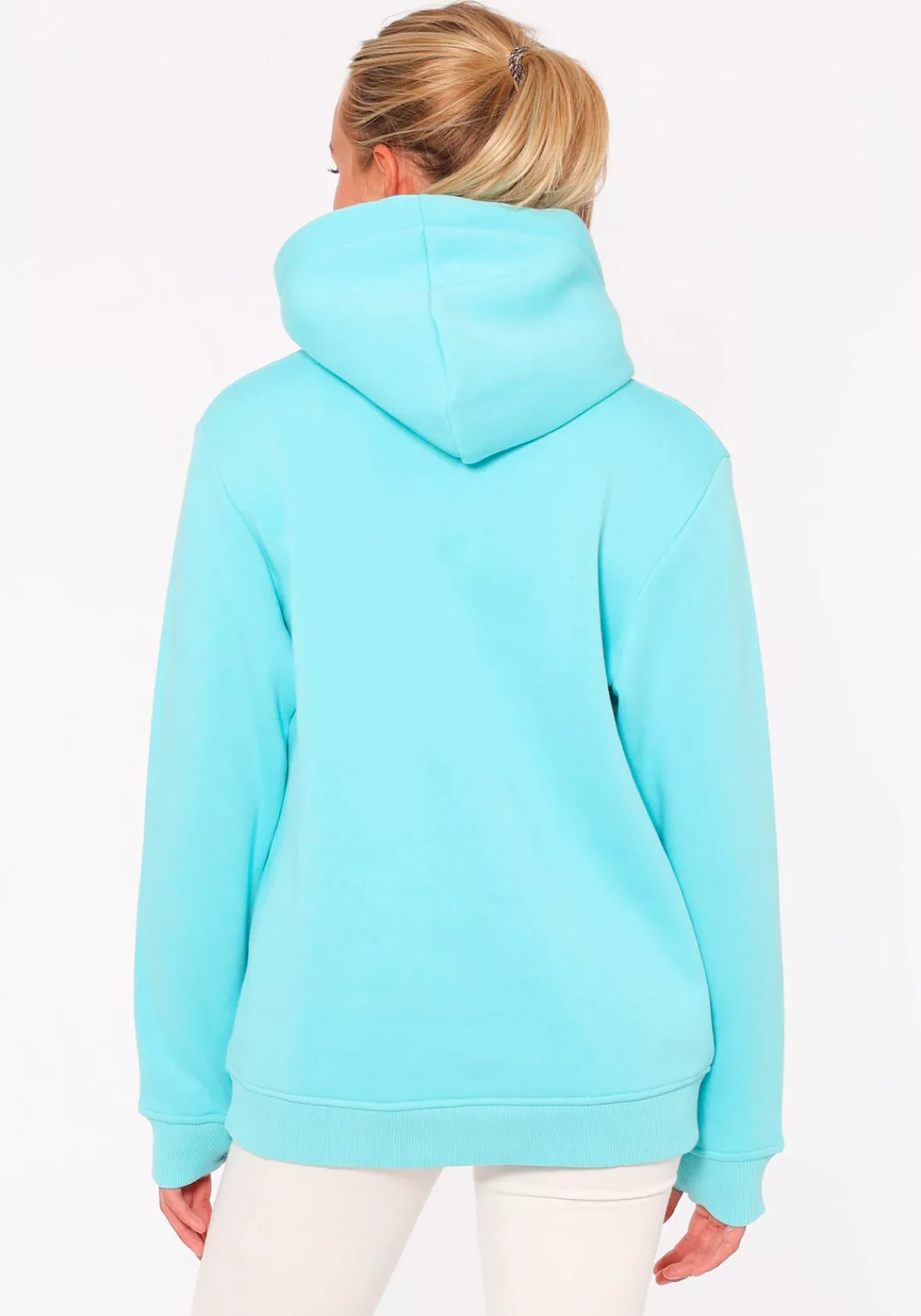 Zwillingsherz Hoodie Happy and Beautiful mit gleichfarbiger Smiley-Stickere günstig online kaufen