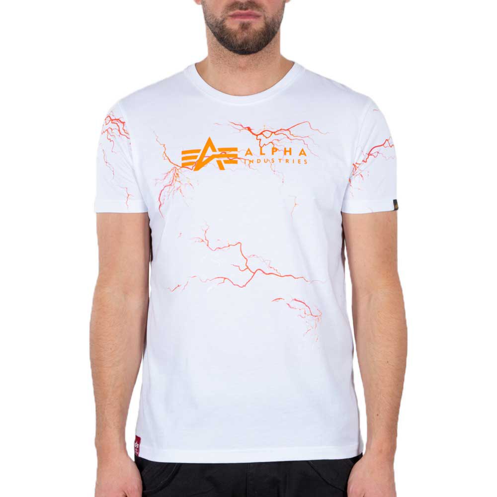 Alpha Industries Lightning All Over Print T-shirt XS White / Orange günstig online kaufen