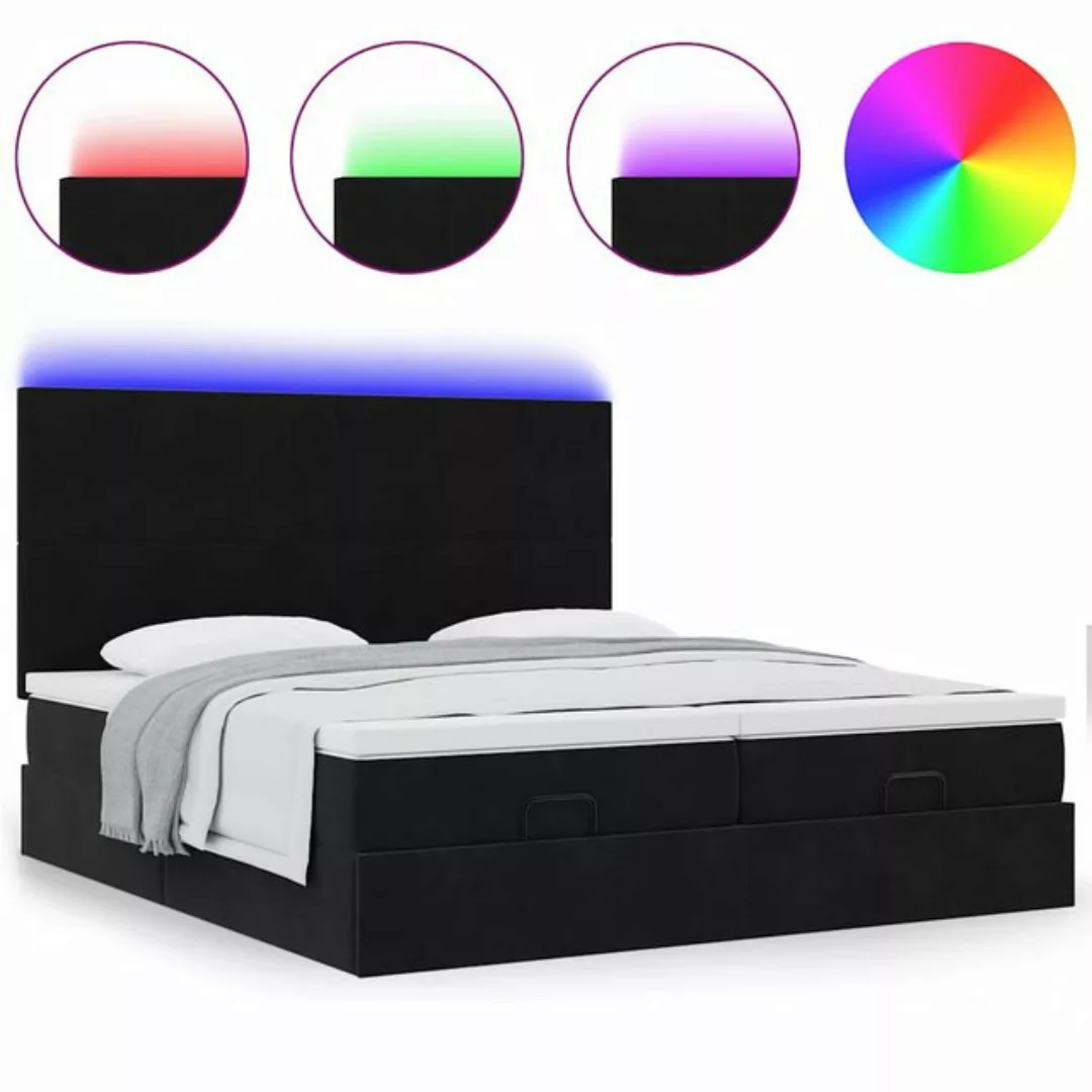 vidaXL Bett, Ottoman-Bett mit Matratzen & LEDs Schwarz 160x200 cm Samt günstig online kaufen