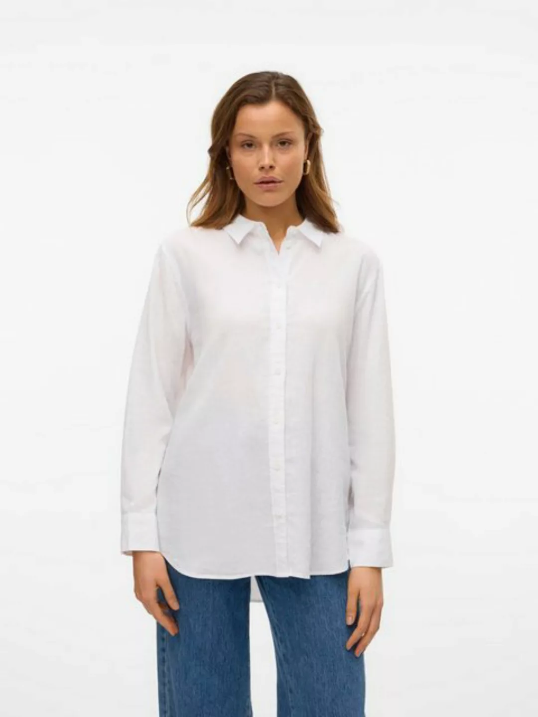 Vero Moda Blusenshirt Hemd Basic Rundhals Bluse 7319 in Weiß günstig online kaufen