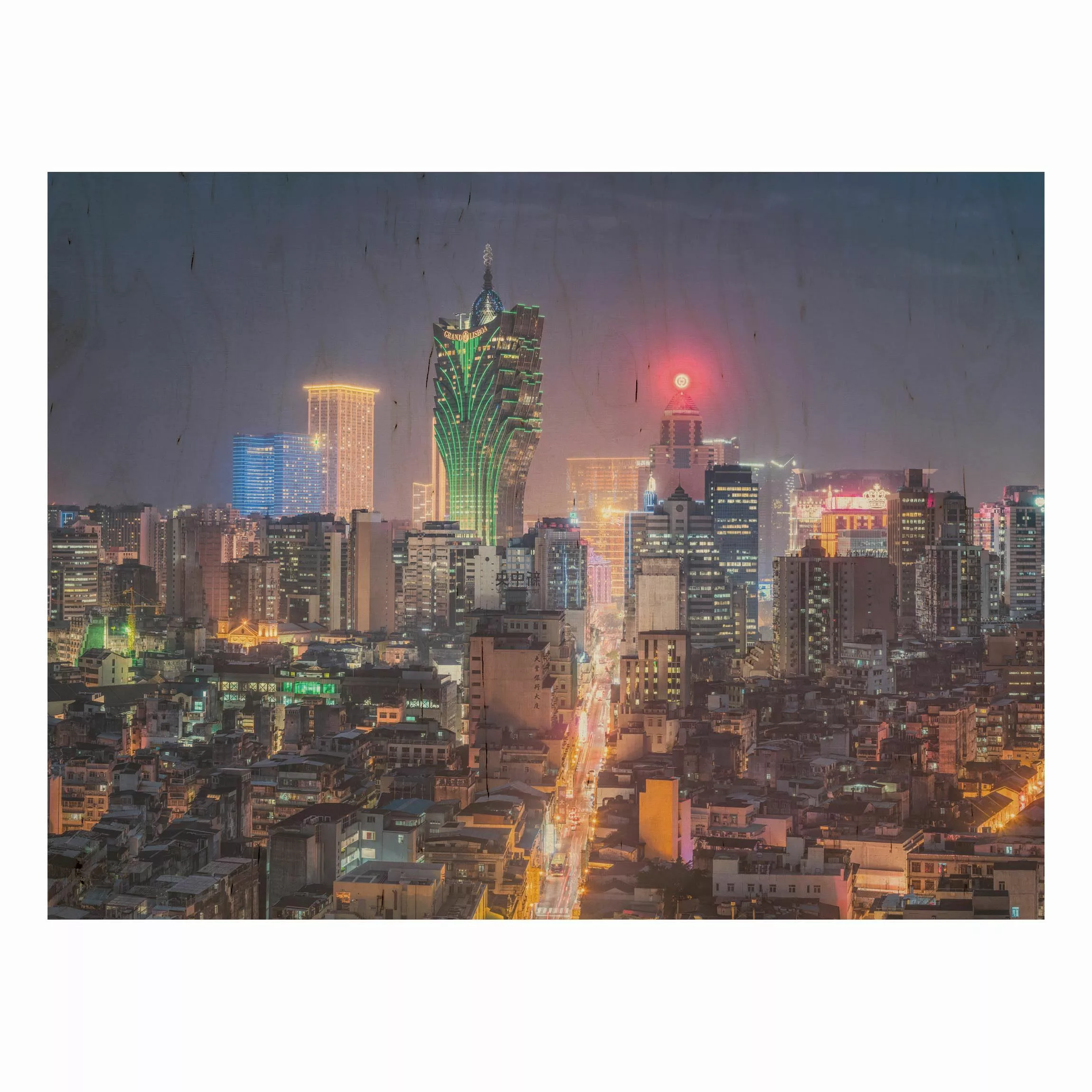 Holzbild Nachtlichter von Macau günstig online kaufen