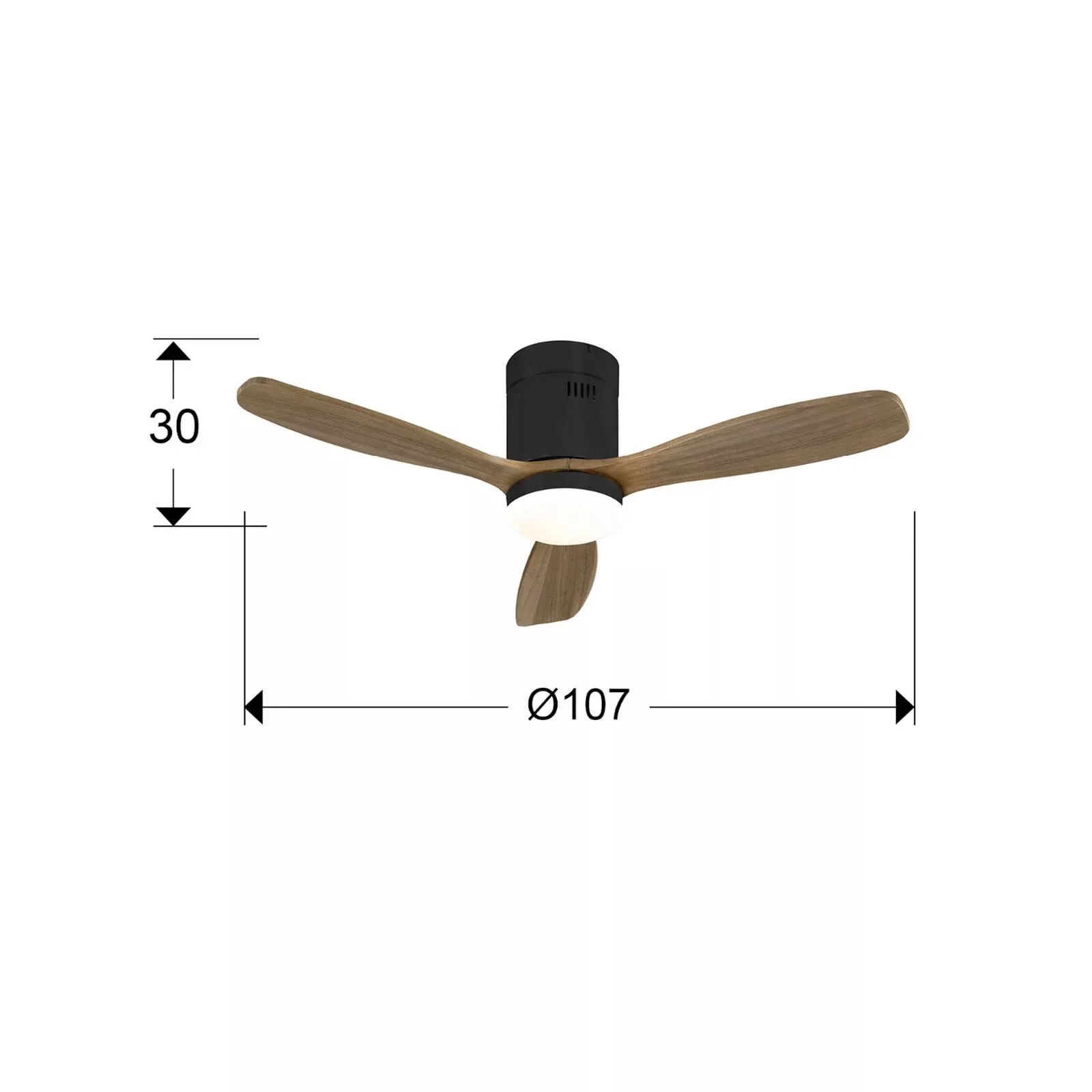 LED-Deckenventilator Siroco Mini, DC, leise, schwarz/walnuss günstig online kaufen