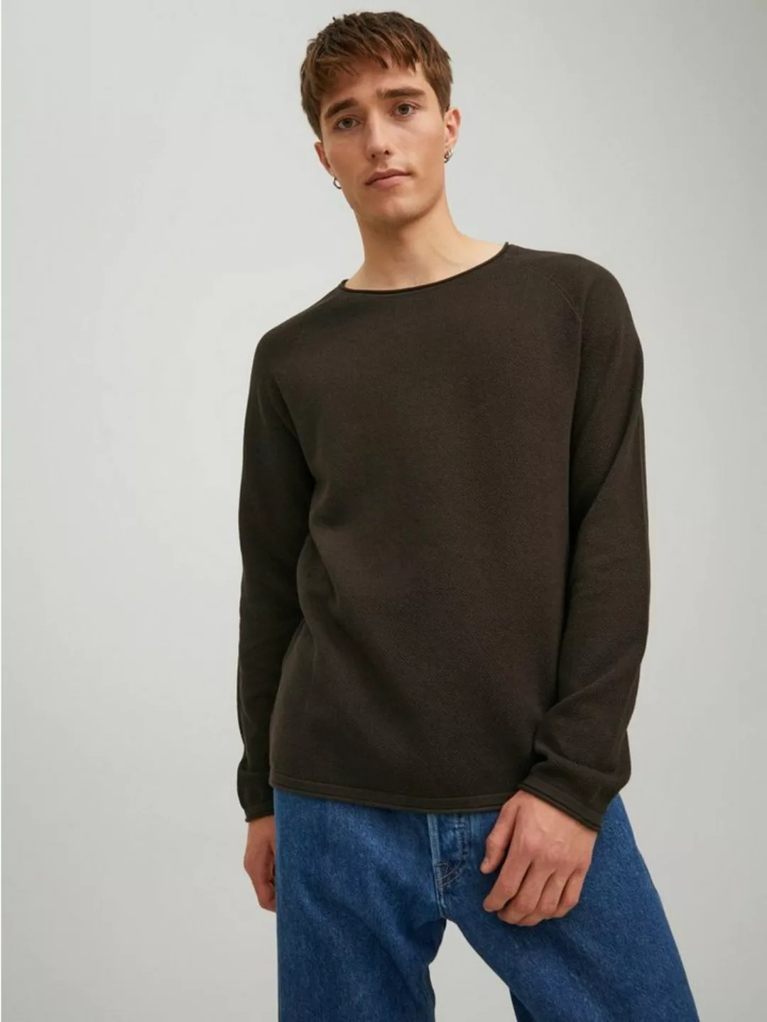 Jack & Jones Strickpullover Rundhals Strickpullover Langarm Sweater aus Bau günstig online kaufen