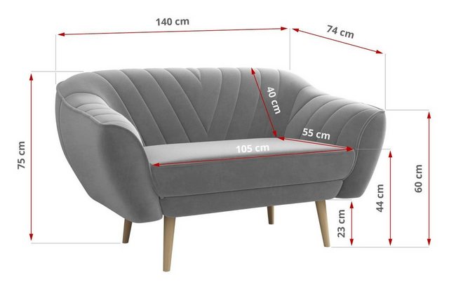 MKS MÖBEL Sofa VIKI 3 2, Set, T30-Schaum, Armlehnen, Holzbeine, Moderne Sof günstig online kaufen