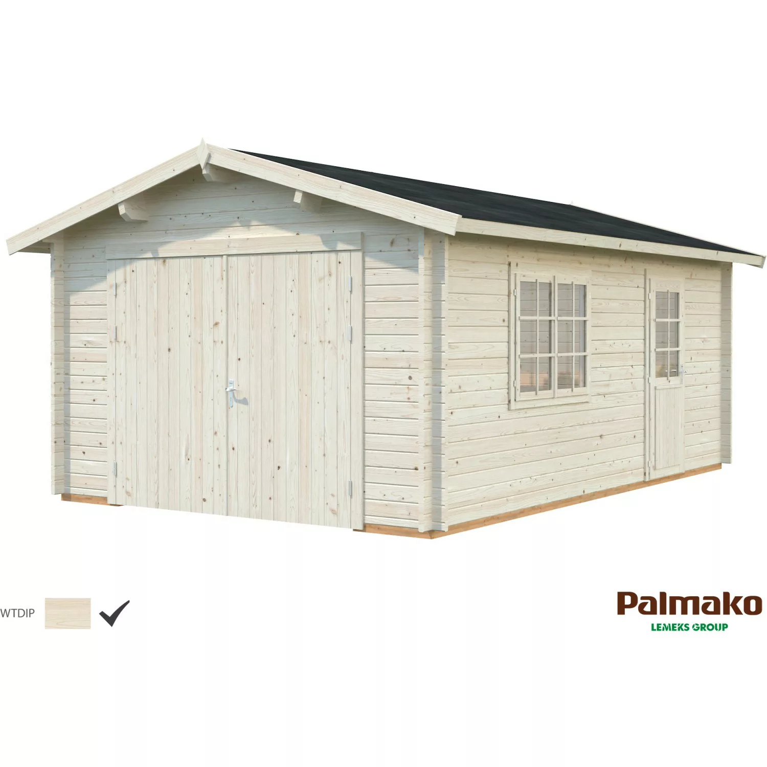 Palmako Holzgarage Roger mit Holztor Klar tauchgrundiert 360 cm x 550 cm günstig online kaufen