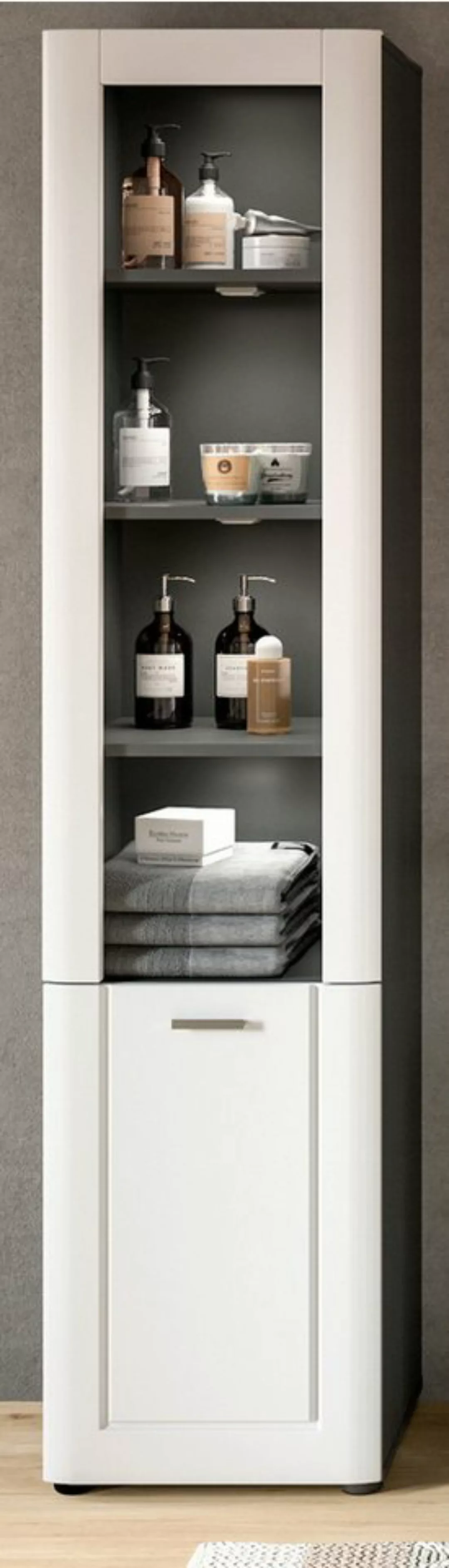 Inn.Furn Hochschrank Lejan (Badschrank in weiß und grau, 40 x 188 cm) mit 6 günstig online kaufen