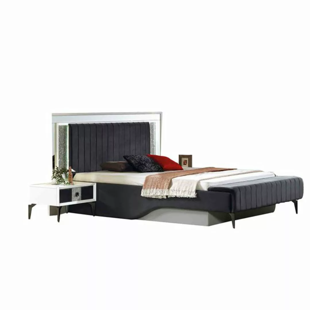 JVmoebel Bett Graues Luxus Bett Designer Schlafzimmer Möbel Holz Edle Möbel günstig online kaufen