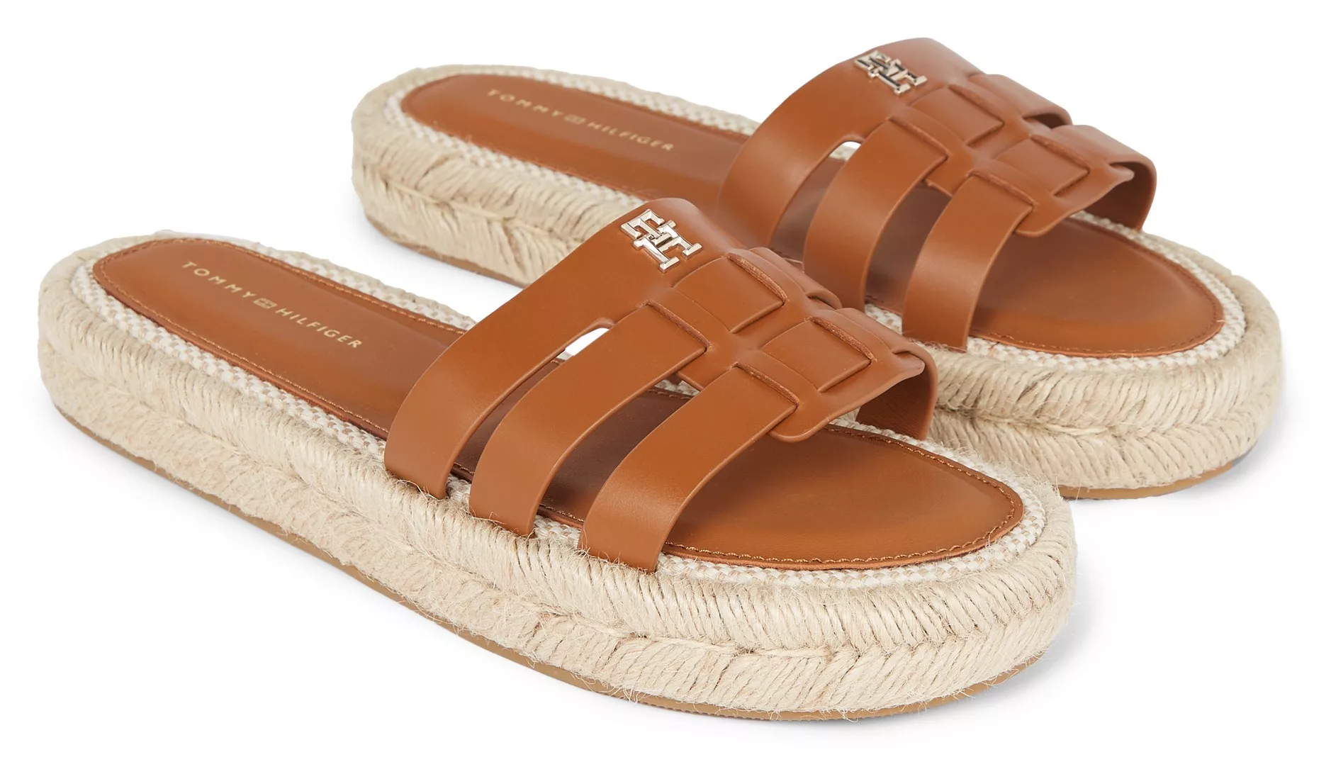 Tommy Hilfiger Pantolette "AUTHENTIC FLAT LTHR ESPADRILLE", Plateau, Sommer günstig online kaufen