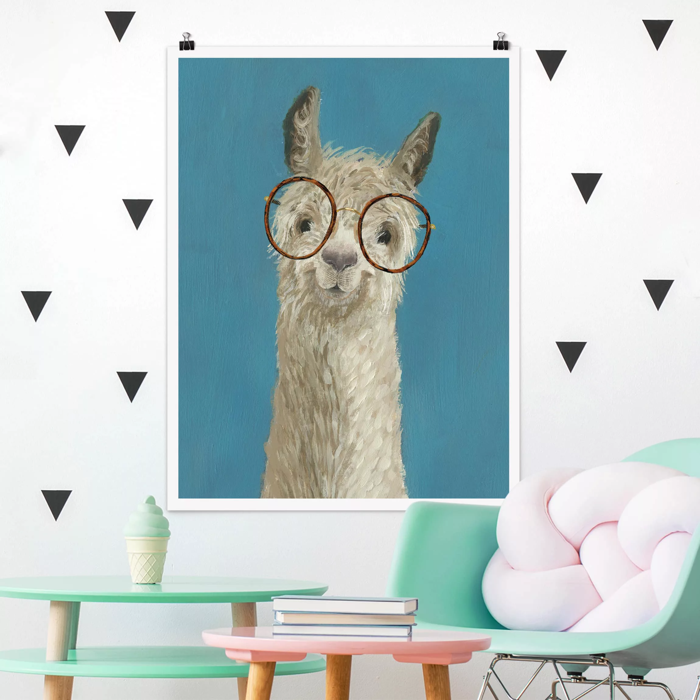 Poster Tiere - Hochformat Lama mit Brille I günstig online kaufen