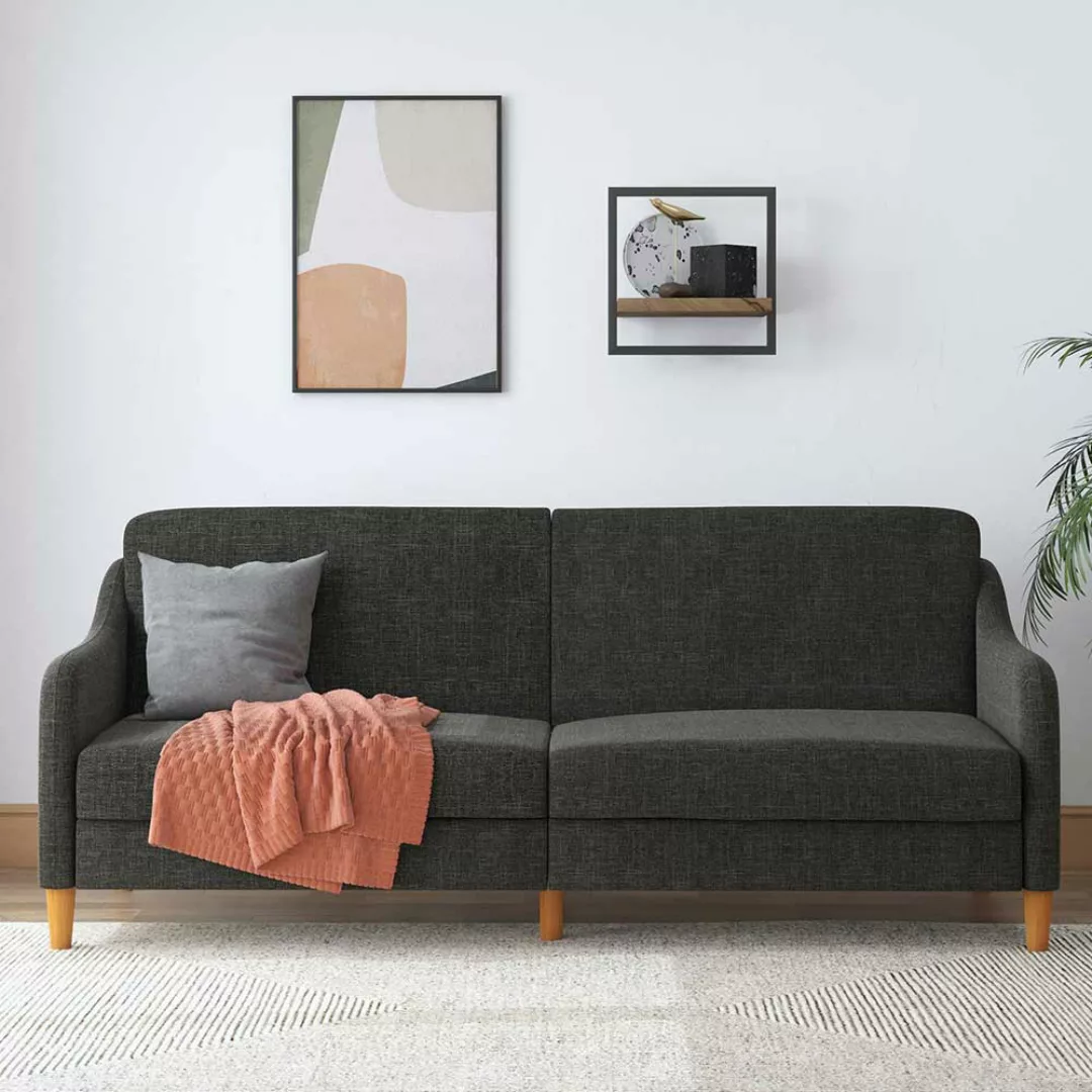 Schlafsofa mit Klappmechanik in Grau Webstoff 42 cm Sitzhöhe günstig online kaufen