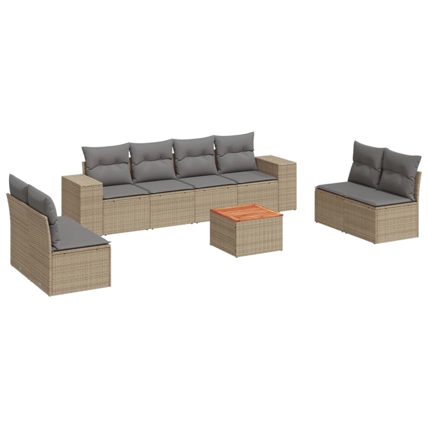 vidaXL 9-Tlg Garten-Sofagarnitur mit Kissen Beige Poly Rattan 3225408 günstig online kaufen