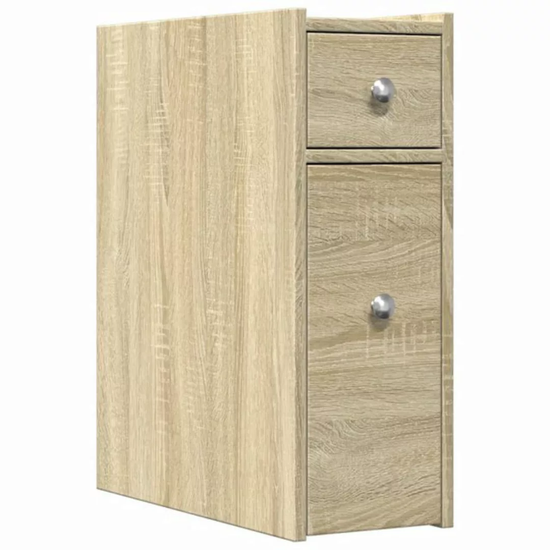 vidaXL Aktenschrank Badschrank Schmal mit Rollen Sonoma Eiche Spanplatte günstig online kaufen