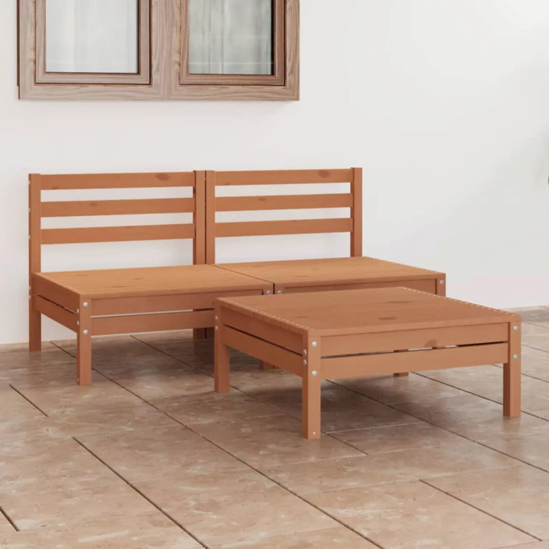 3-tlg. Garten-lounge-set Honigbraun Massivholz Kiefer günstig online kaufen