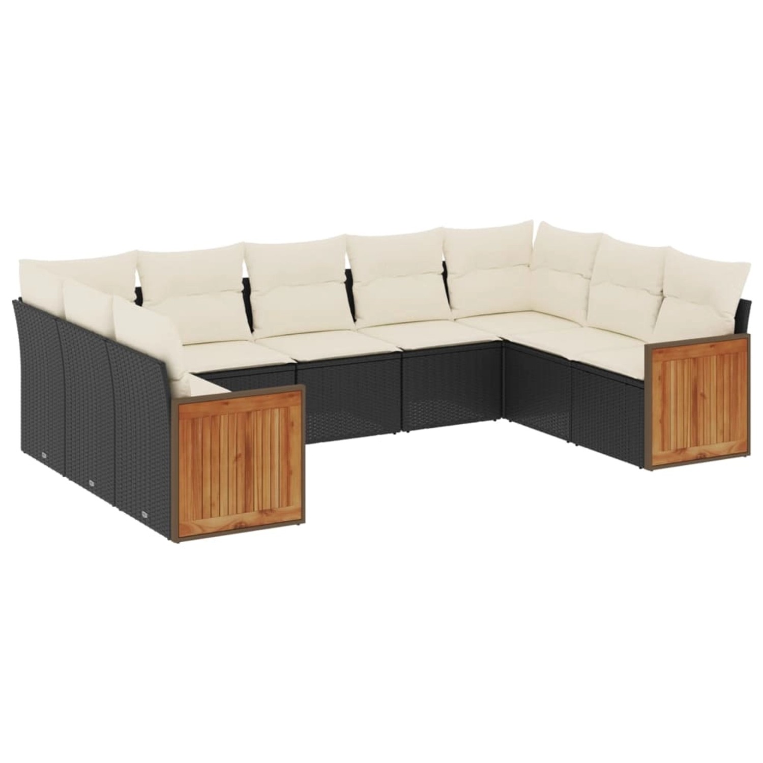 vidaXL 9-Tlg Garten-Sofagarnitur mit Kissen Schwarz Poly Rattan 3260355 günstig online kaufen