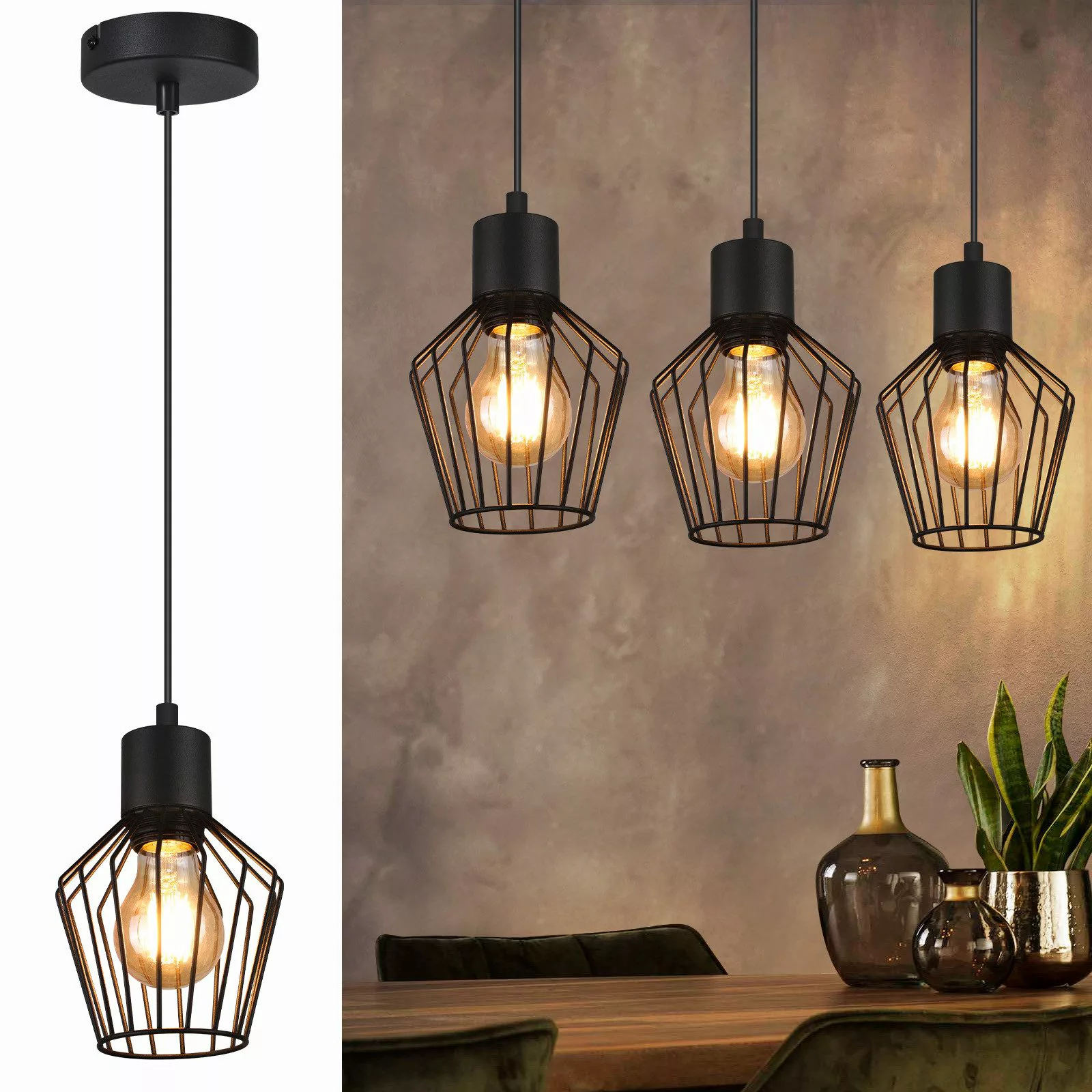 ZMH Pendelleuchte Esszimmer Schwarz 1 Flammig günstig online kaufen