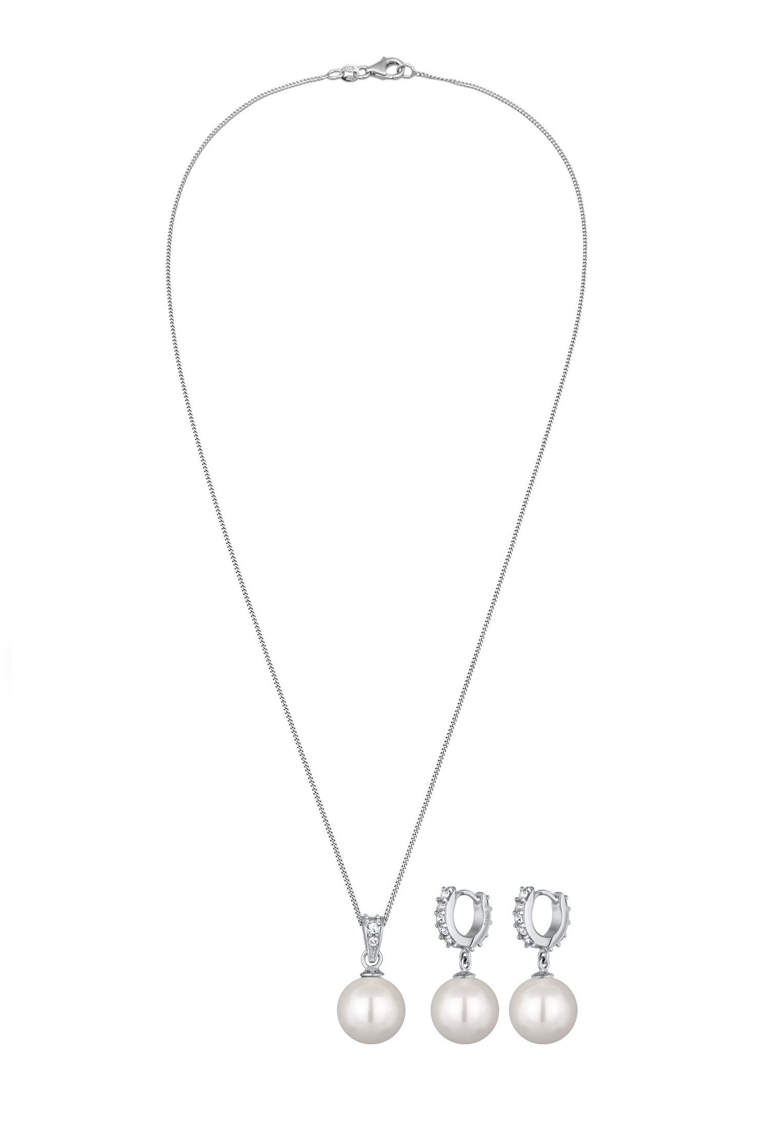 Elli Schmuckset Muschelkernperlen Weiß Glas Kristalle günstig online kaufen
