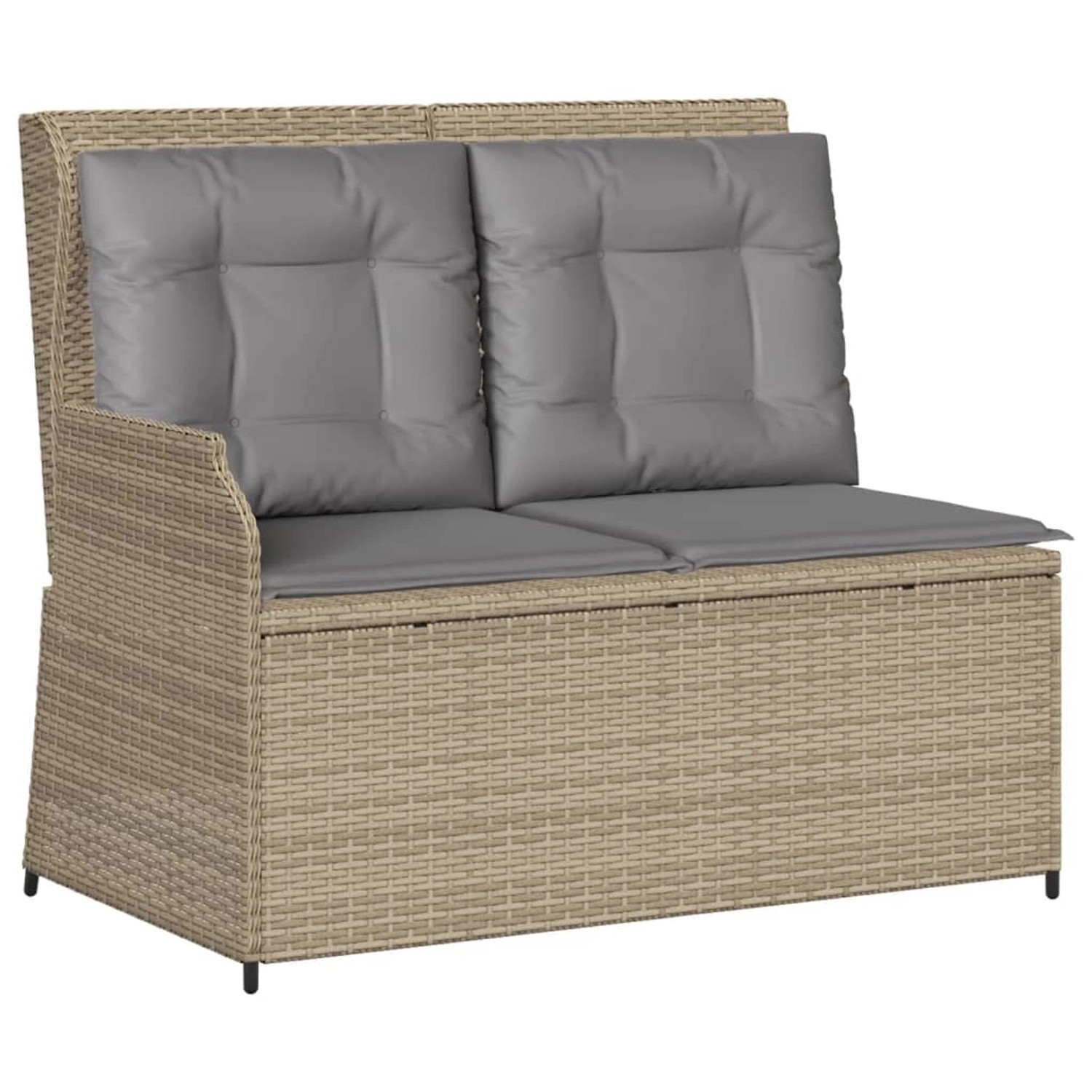 furnicato Gartenbank Verstellbar mit Kissen Beige Poly Rattan günstig online kaufen