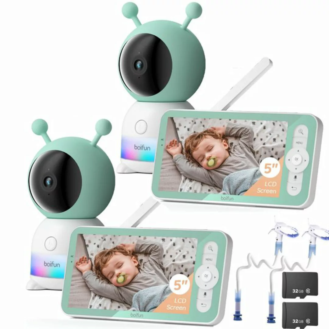 Boifun Babyphone 2 Stück Babyphone mit Kamera 2K/3MP, 5 Zoll WiFi Video Bab günstig online kaufen