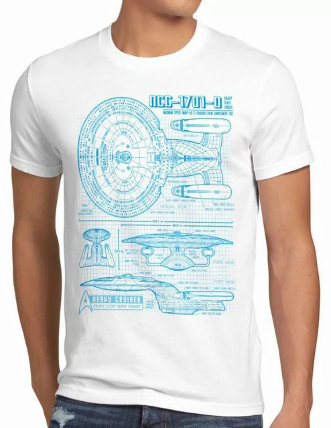 style3 Print-Shirt Herren T-Shirt NC-1701D Enterprise Blaupause trek trekki günstig online kaufen