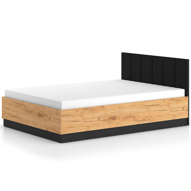 Lomadox Bettgestell URBANIA-131, Doppelbett Ehebett 140x200 cm modern Eiche günstig online kaufen