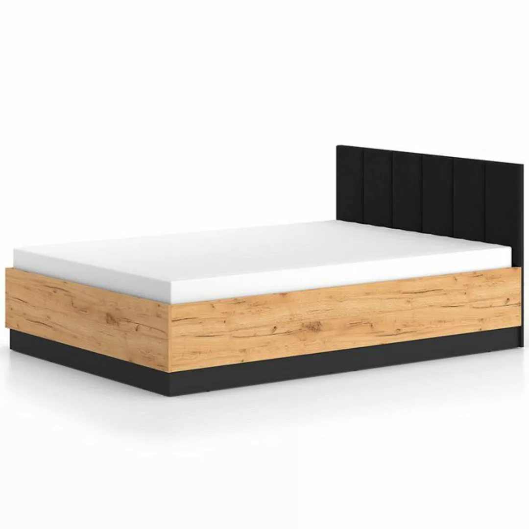 Lomadox Bettgestell URBANIA-131, Doppelbett Ehebett 140x200 cm modern, Eich günstig online kaufen