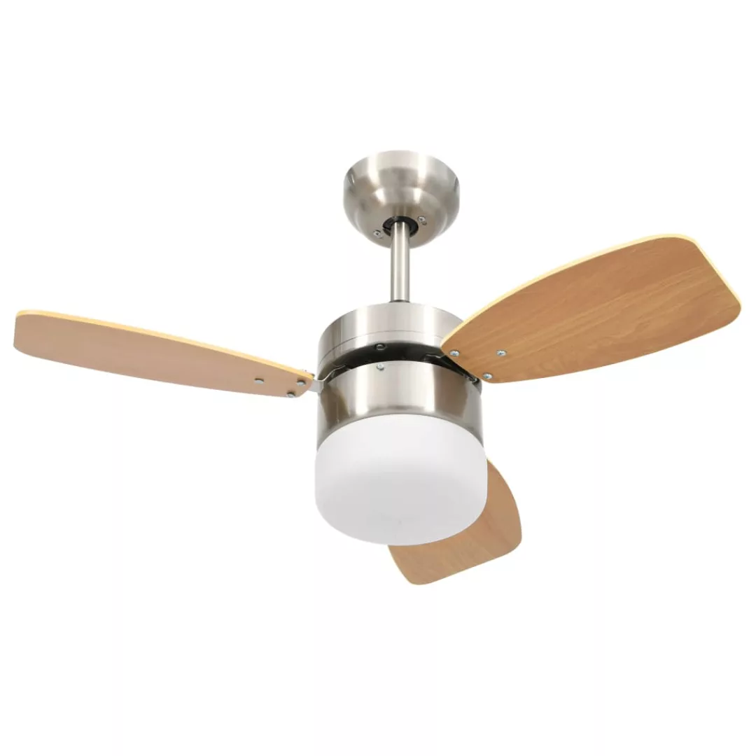 Deckenventilator Mit Lampe Und Fernbedienung 76 Cm Hellbraun günstig online kaufen