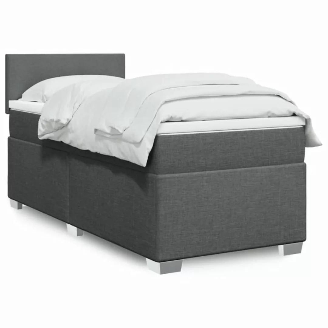 vidaXL Boxspringbett, Boxspringbett mit Matratze Dunkelgrau 100x200 cm Stof günstig online kaufen