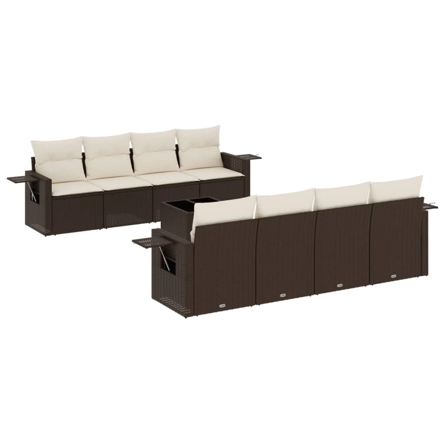vidaXL 9-Tlg Garten-Sofagarnitur mit Kissen Braun Poly Rattan 3219952 günstig online kaufen