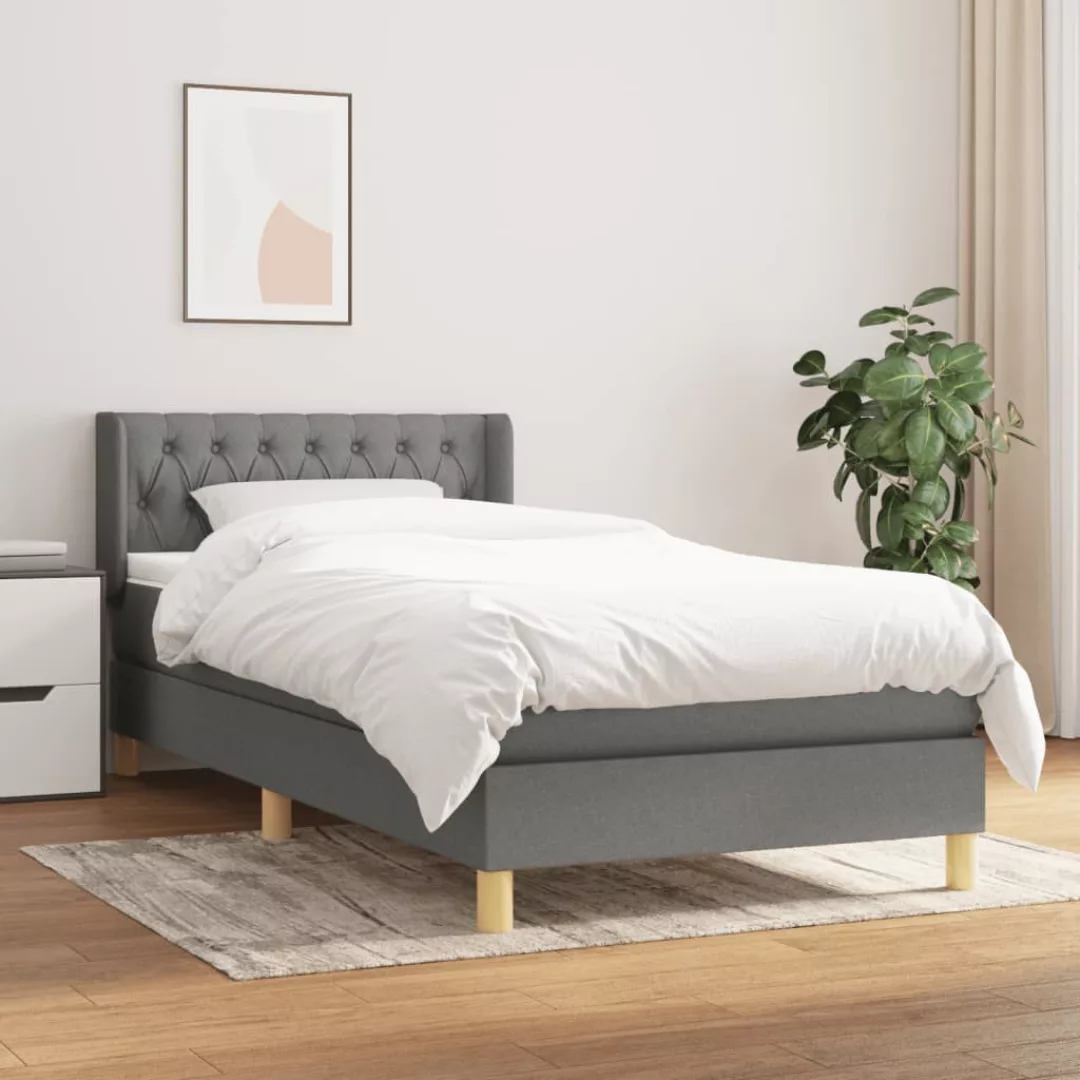 vidaXL Boxspringbett Boxspringbett mit Matratze Dunkelgrau 90x200 cm Stoff günstig online kaufen