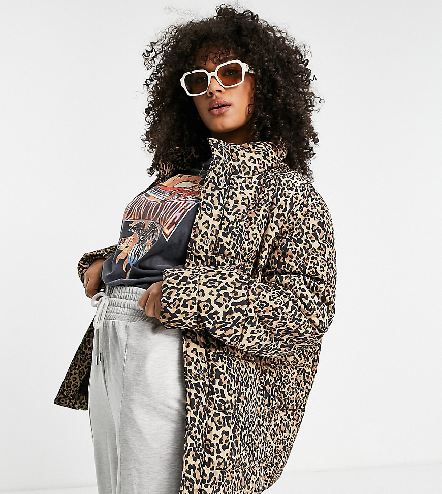 Noisy May Curve – Wattierte Jacke mit Leopardenmuster-Bunt günstig online kaufen