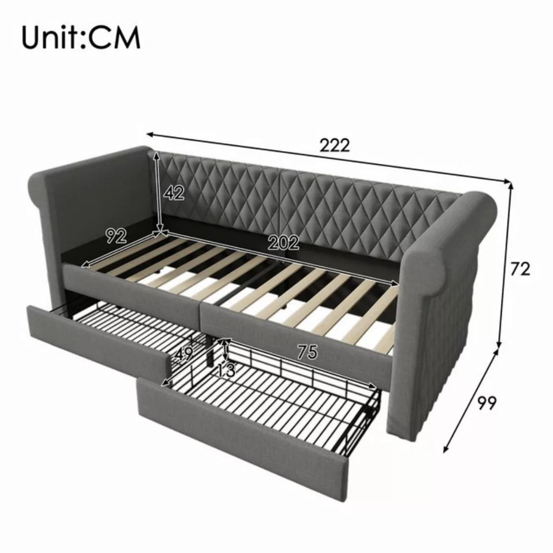 WISHDOR Daybett Sofa mit Unterbett (Tagesbett,Polsterbett), mit Lattenrost, günstig online kaufen