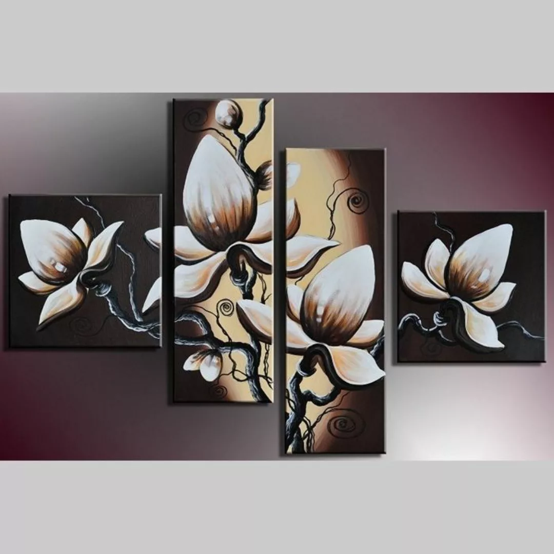 4 Leinwandbilder BLUMEN (1) 100 x 70cm Handgemalt günstig online kaufen