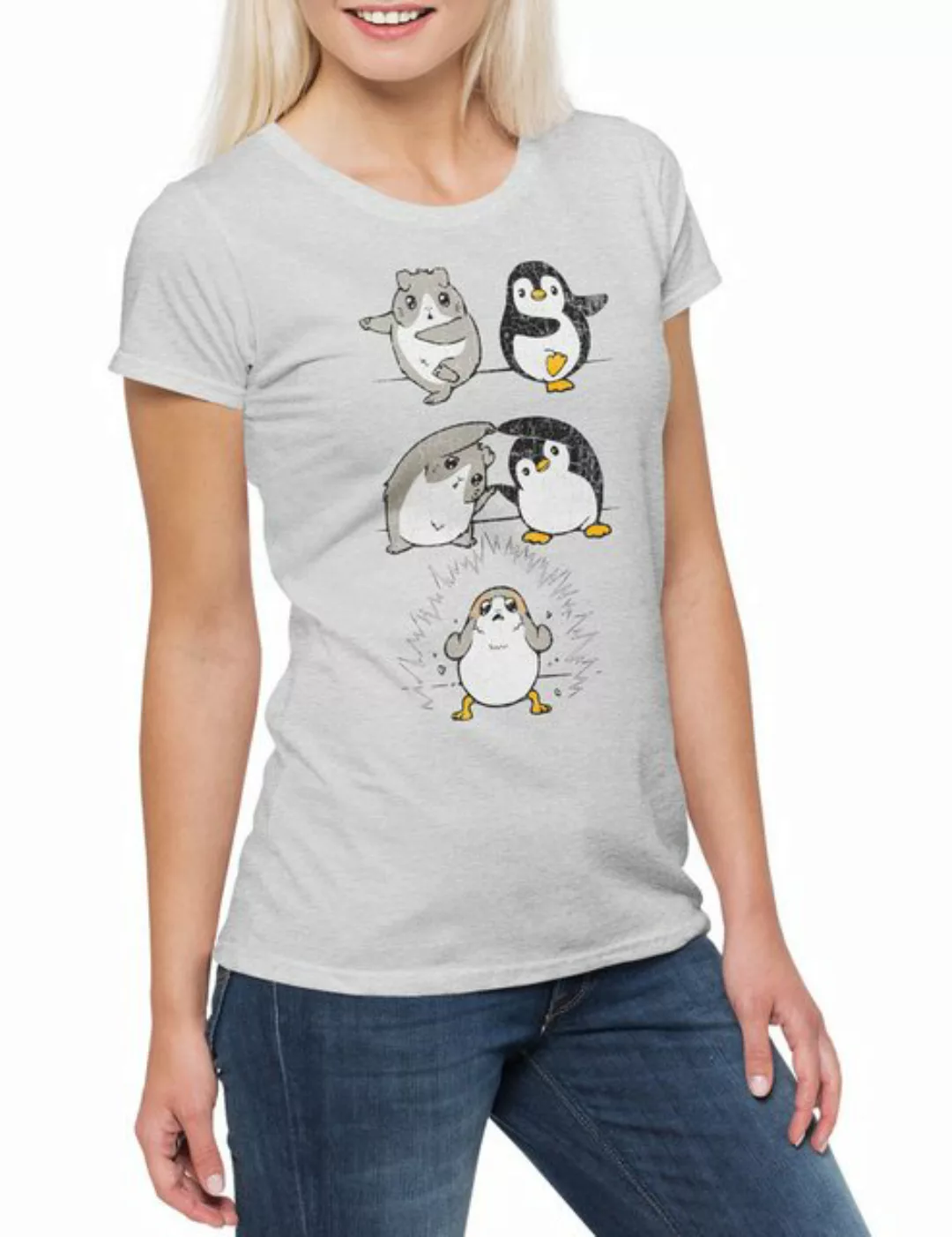 Urban Backwoods Print-Shirt Porg Fusion Damen T-Shirt Penguin Pinguin Hamst günstig online kaufen