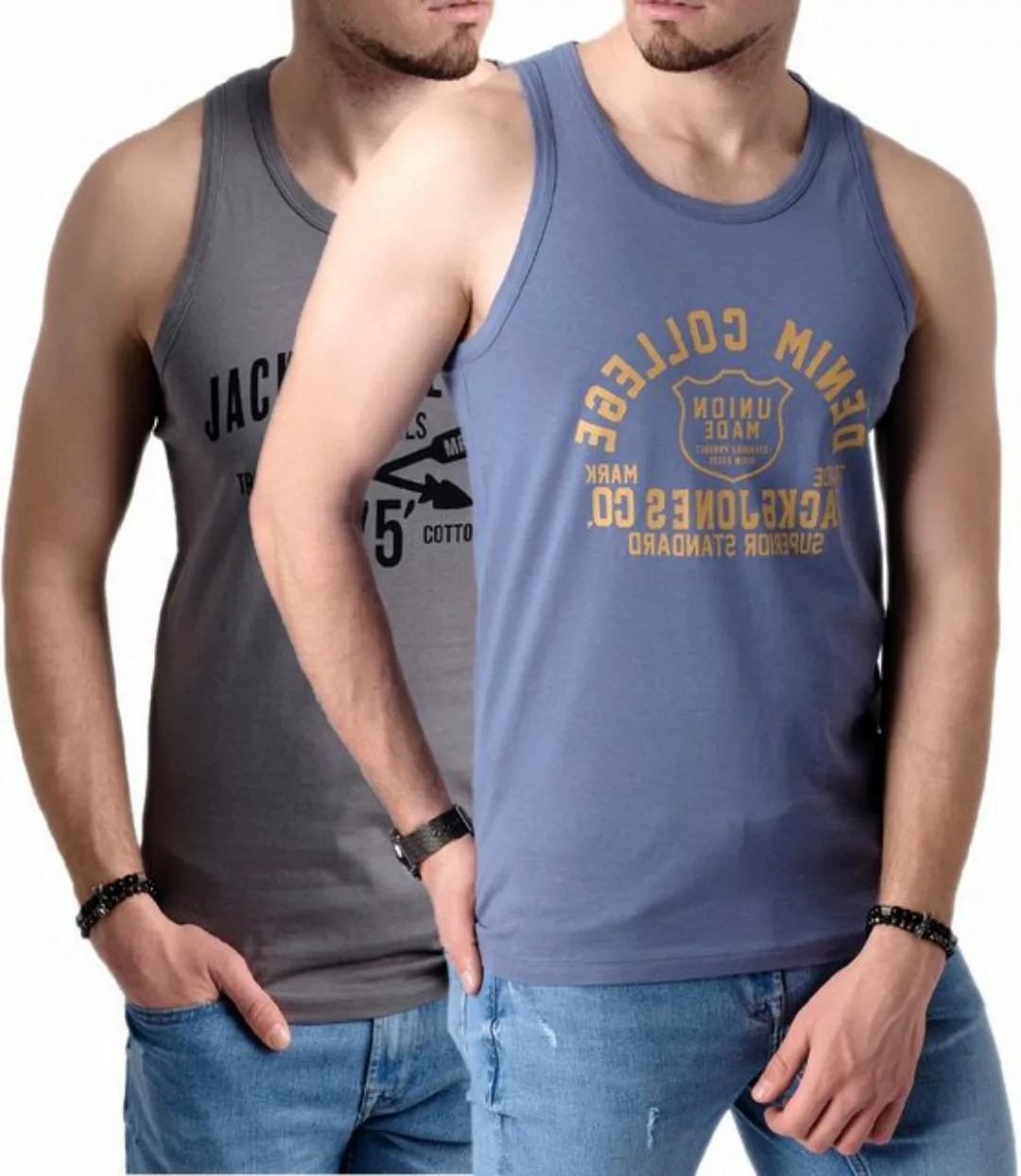 Jack & Jones Tanktop Bedrucktes Shirt aus Baumwolle (2er-Pack) mit Print günstig online kaufen