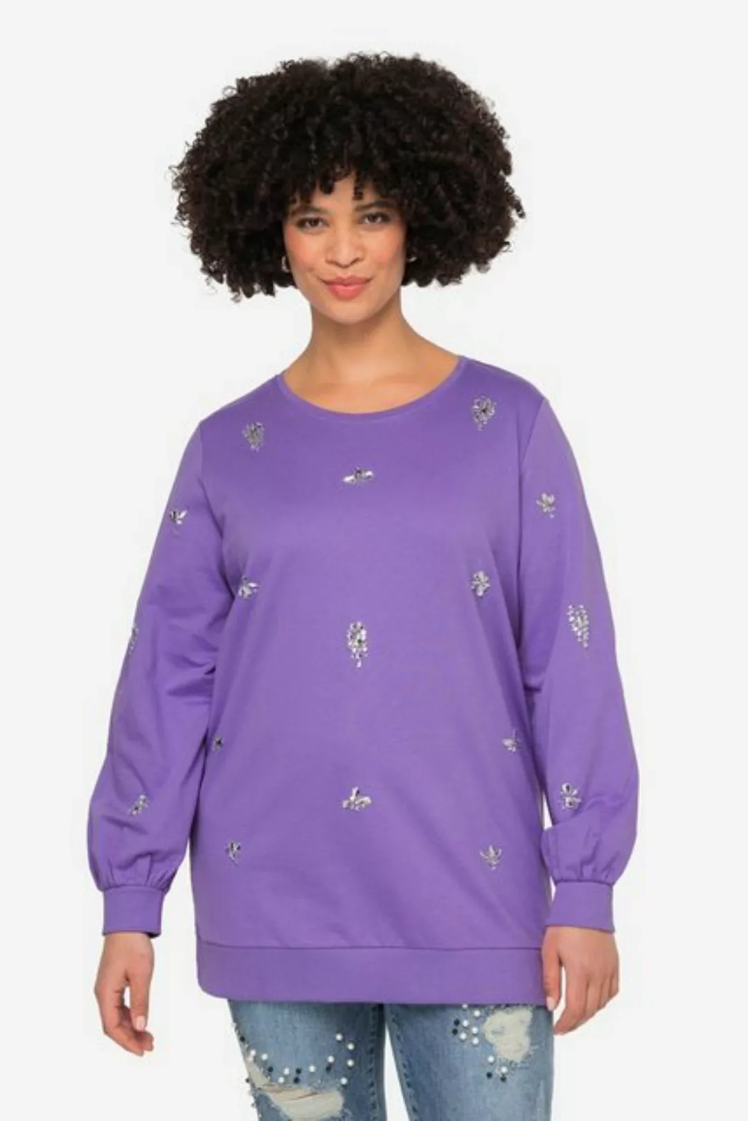 Angel of Style Sweatshirt Sweatshirt Ziersteinchen Rundhals Ballon-Langarm günstig online kaufen