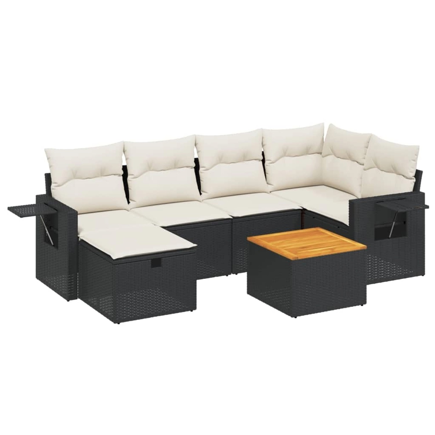 vidaXL 7-tlg Garten-Sofagarnitur mit Kissen Schwarz Poly Rattan Modell 182 günstig online kaufen