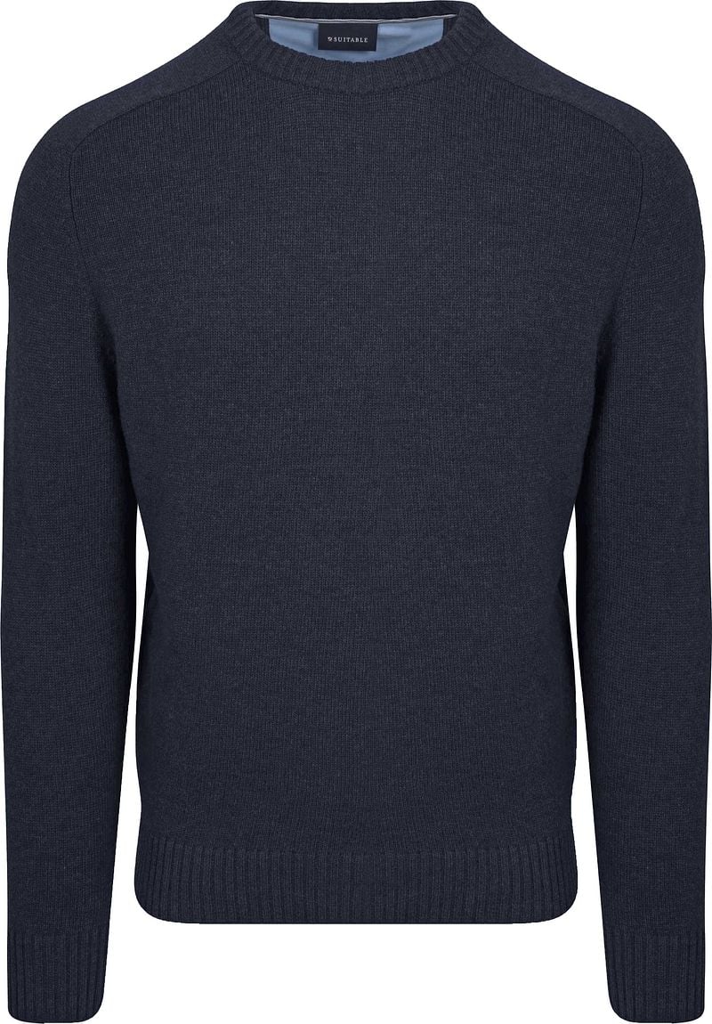 Suitable Lammwolle Pullover Rundhals Navy - Größe M günstig online kaufen