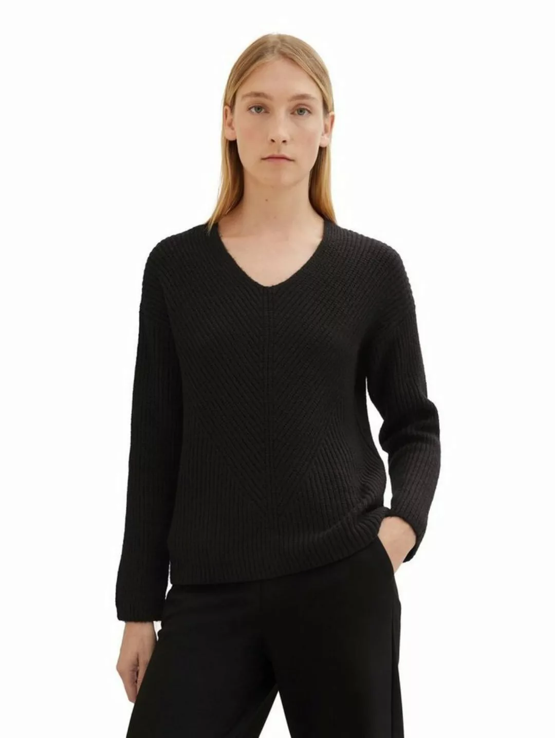 TOM TAILOR Strickpullover KNIT V-NECK aus Baumwollmix günstig online kaufen