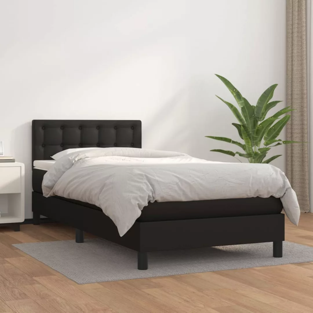 Vidaxl Boxspringbett Mit Matratze Schwarz 80x200 Cm Kunstleder günstig online kaufen