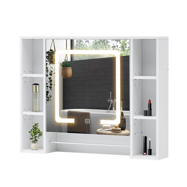 CLIPOP Badezimmerspiegelschrank 90x70x15.5cm Wandschrank Badeschrank mit LE günstig online kaufen
