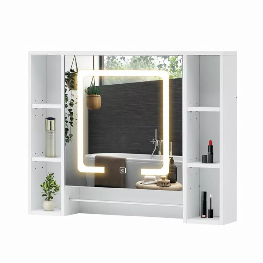 CLIPOP Badezimmerspiegelschrank 90x70x15.5cm Wandschrank Badeschrank mit LE günstig online kaufen