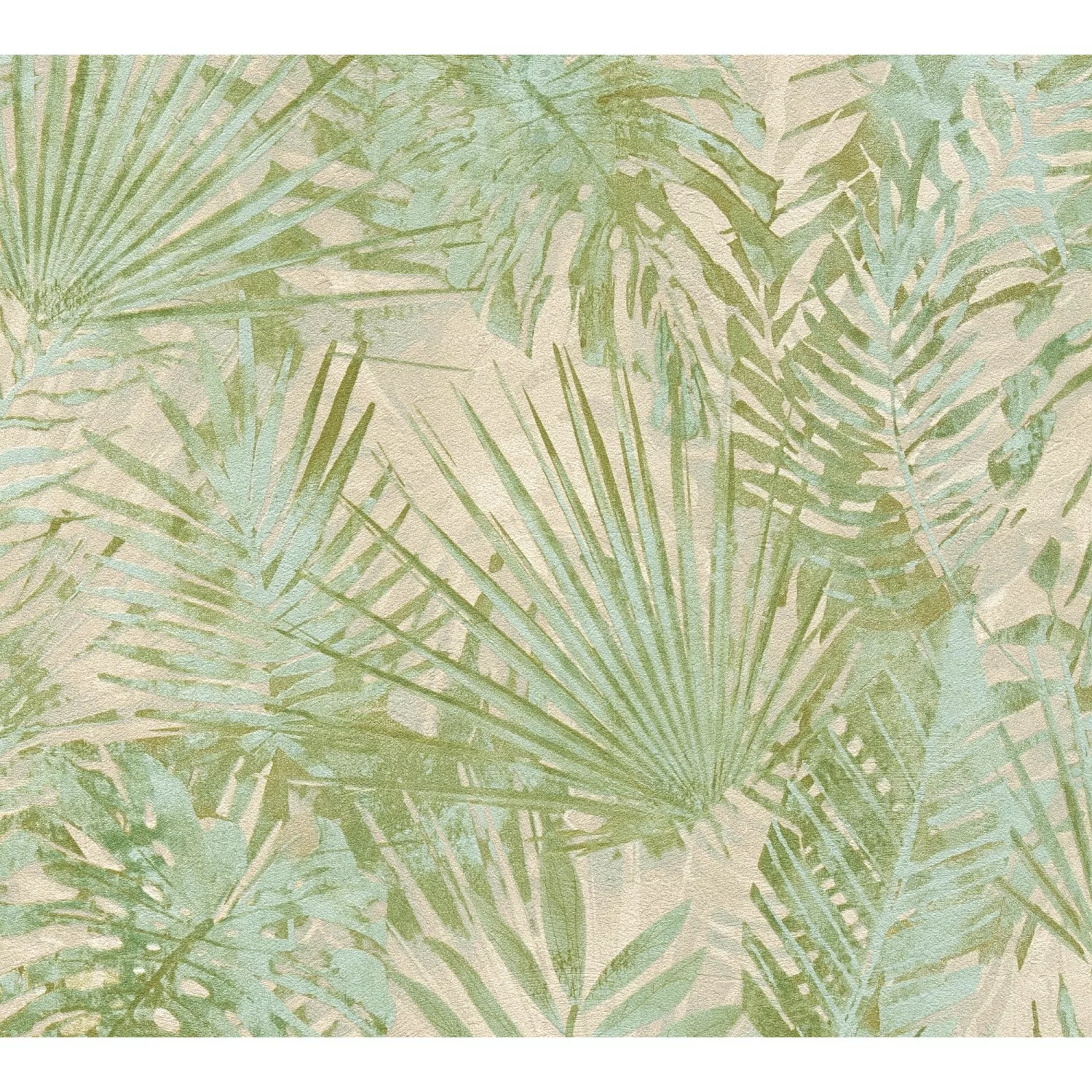 Bricoflor Tapete Palmenblätter Beige Grün Ideal für Wohnzimmer und Schlafzi günstig online kaufen