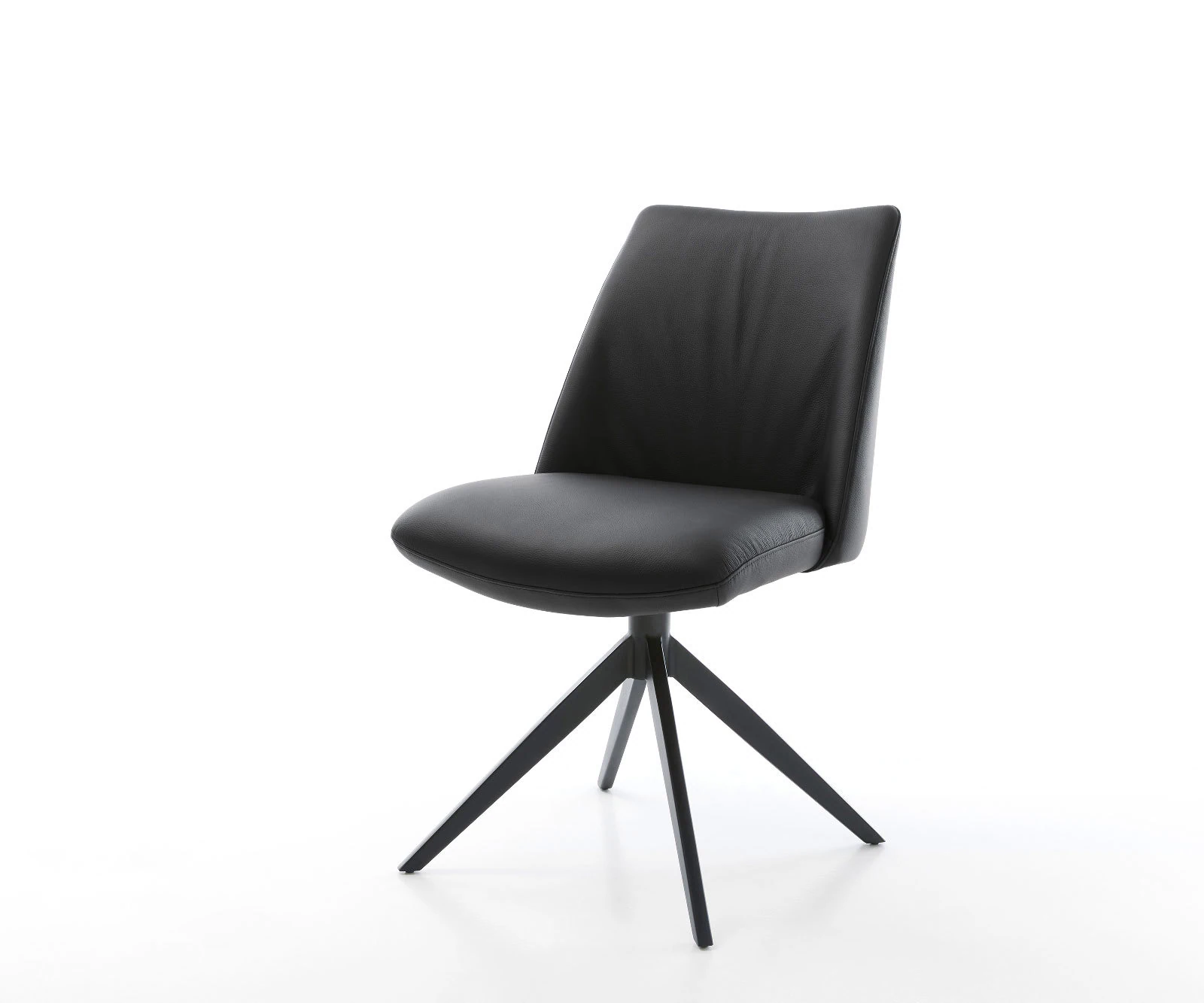 Drehstuhl Elso-Flex Echt-Leder Schwarz Kreuzgestell breit Schwarz 360° dreh günstig online kaufen