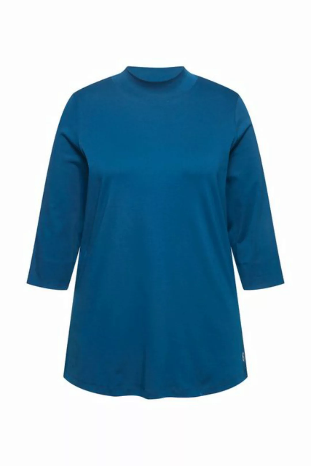 Ulla Popken Rundhalsshirt Shirt A-Linie Stehkragen 3/4-Arm Pima Cotton günstig online kaufen